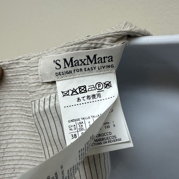 'S MAX MARA Alda Striped Cotton Silk Button Back Dress Size‎ US 8 - Picture 10 of 14